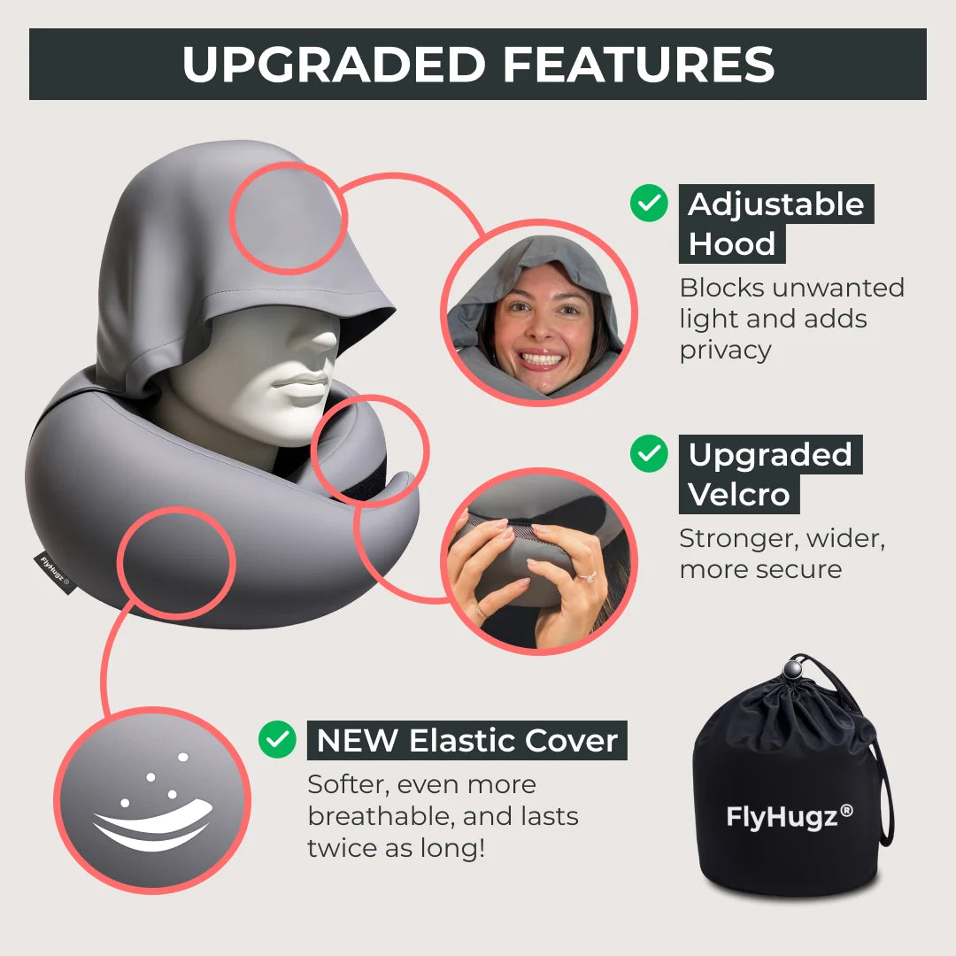 FlyHugz® 2.0 Hooded Travel Pillow